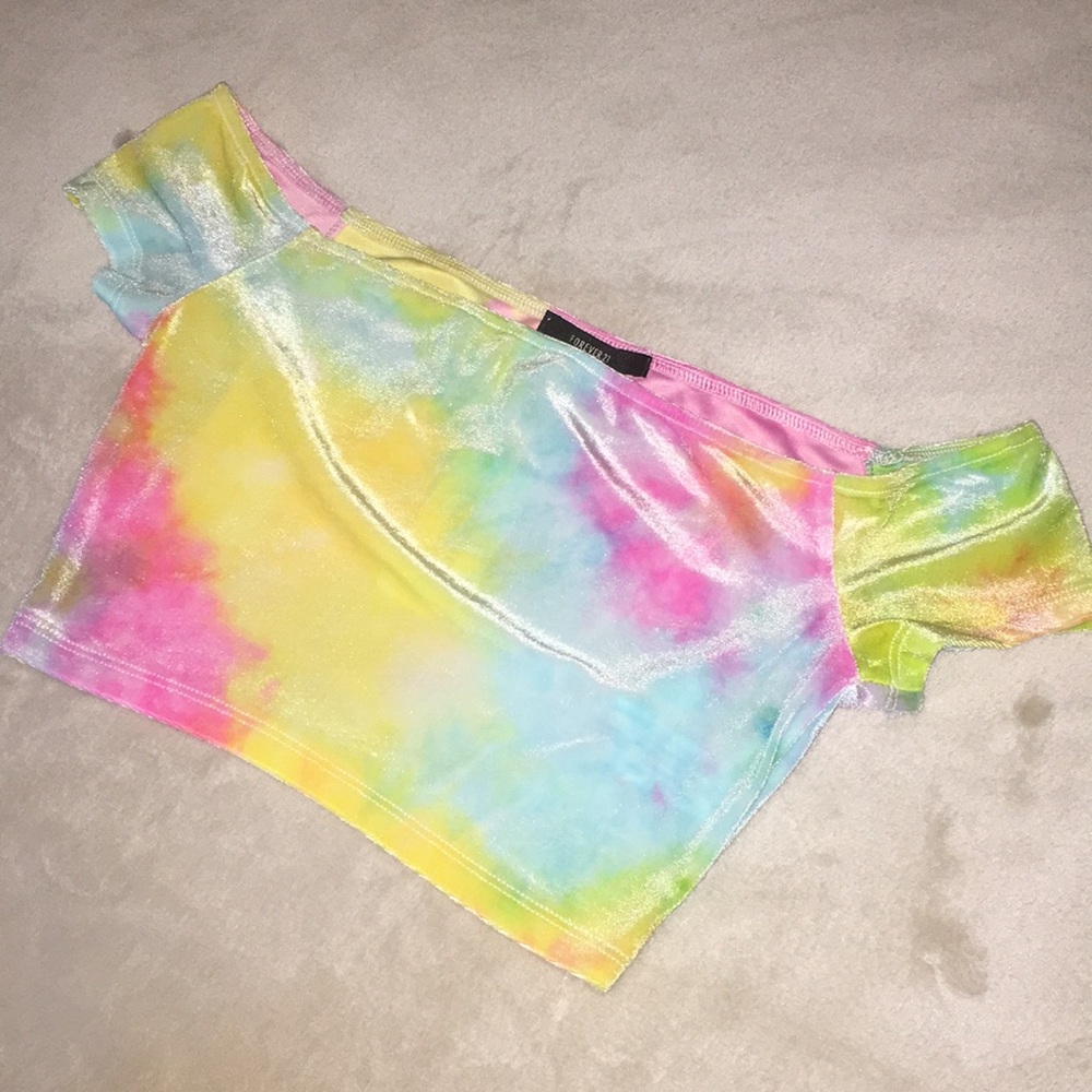 Tie Dye Velvet Crop Top Size Small Forever 21